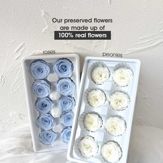 12 Stalks Blue Rose Bouquet with Baby Breath