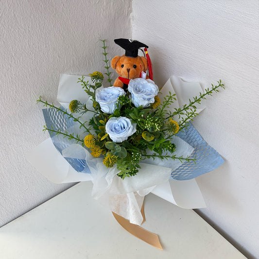 Blue Bleus Graduation Hybrid Bouquet