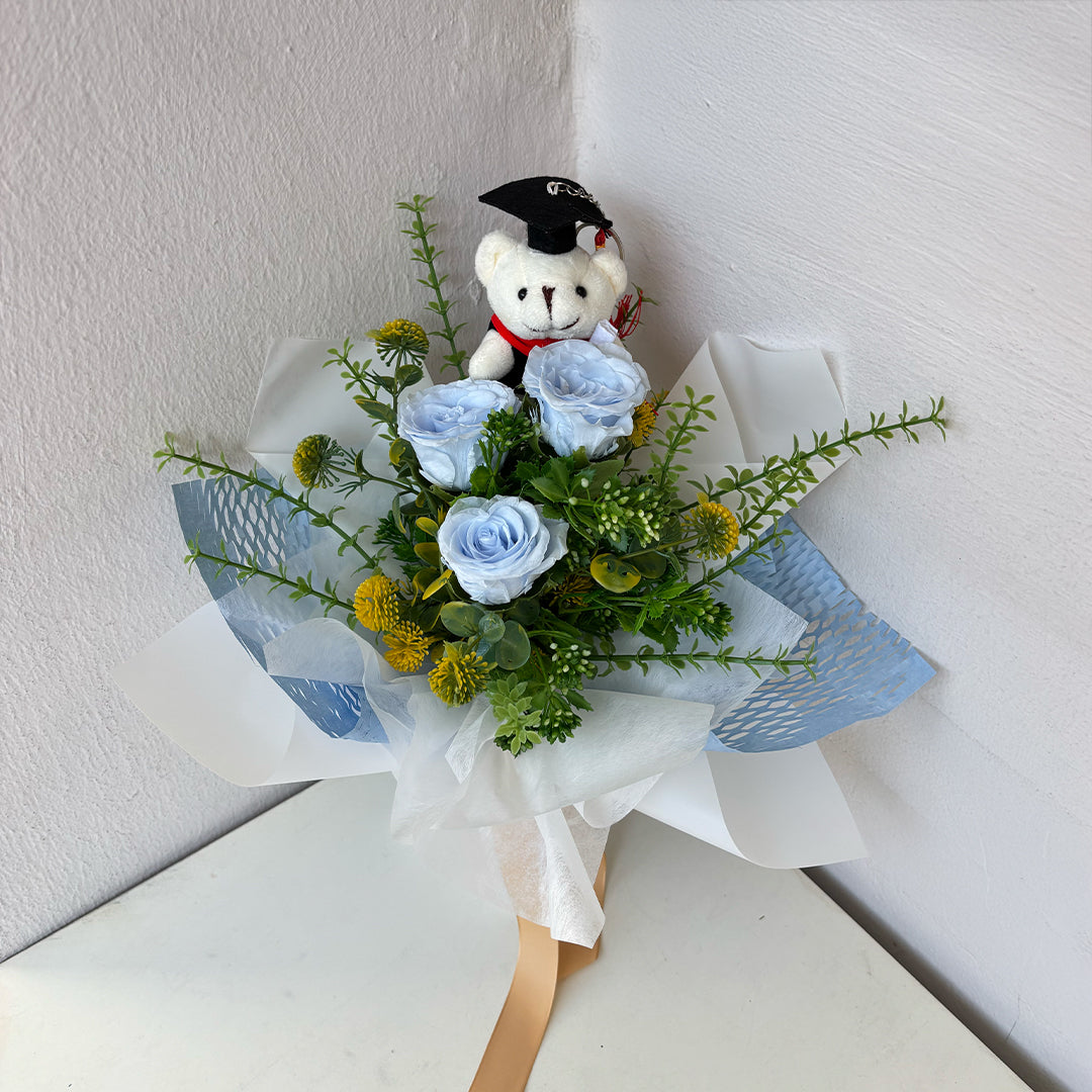 Blue Bleus Graduation Hybrid Bouquet