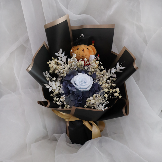 1 Stalk Blue Rose Graduation Bouquet