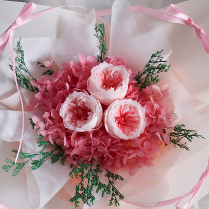 3 Stalks Pink Peony Ribbon Bouquet